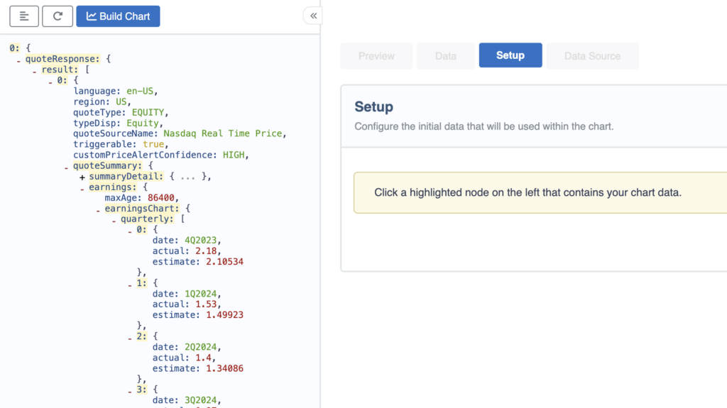 Convert JSON API to Chart by selecting data