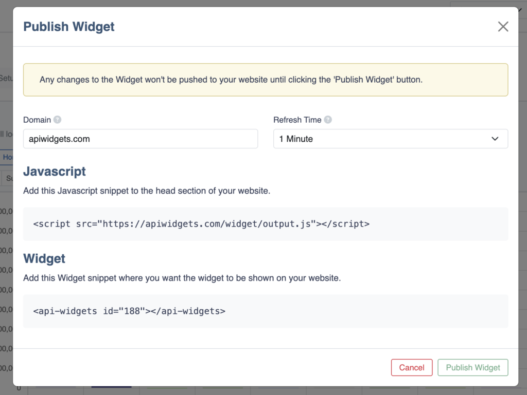 Embed API Widget